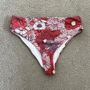 Floral high waisted swimsuit bottoms.